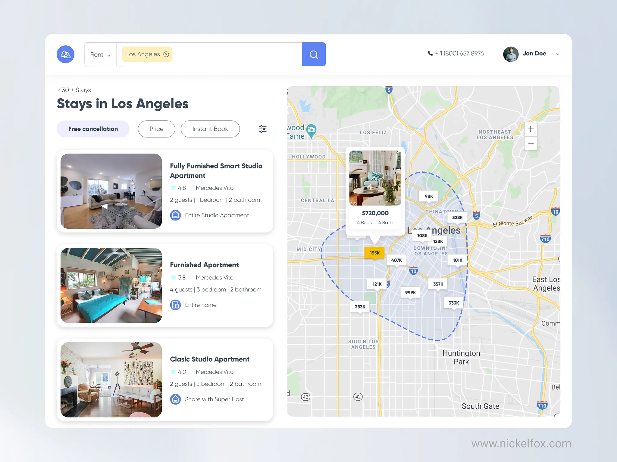 Illustrative directory map and search interface reference