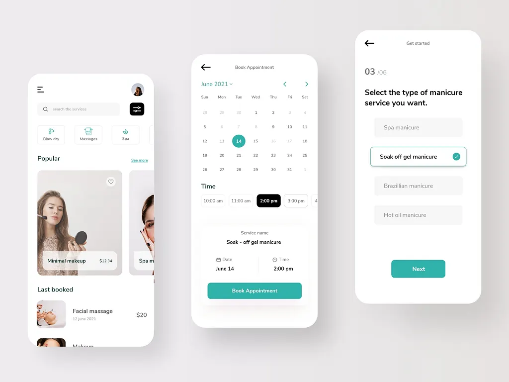 Illustrative provider scheduling and booking operations interface reference