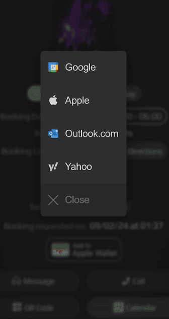 Calendar provider selection menu