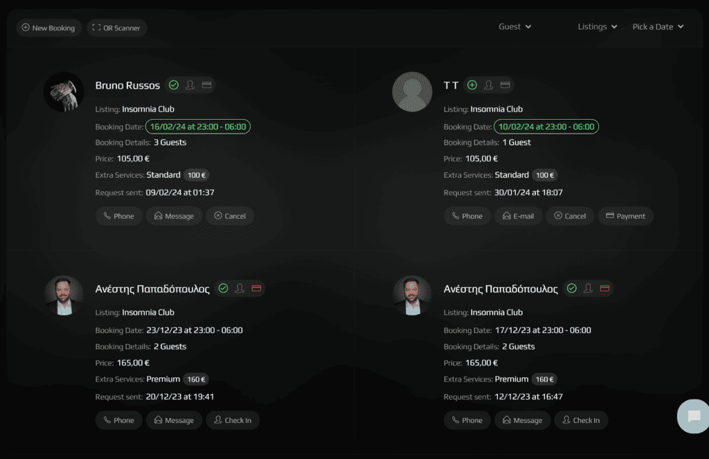 Booking dashboard overhaul concept screen