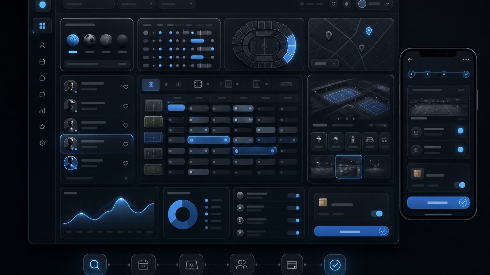 Sports marketplace feature stack workflow board